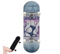 Mini Finger Skateboard Toy - 5 Ply Maple Wood Fingerboard, Realistic Graphic Deck, Smooth Rolling Trucks, Soft Rubber Wheels, Fingertip Training Tool | Use With DIY Skate Park, Obstacle Course, Birthd