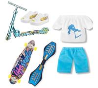 Mini Finger Toy Set, Finger Skateboard Finger Scooter Set with 1 Pair Skates Shoes Pants T-shirt Finger Vitality Board Mini Swing Board Fingertip Movement Toys for Kids Adults Party Favors
