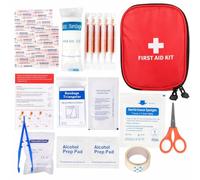 Mini First Aid Kit, 16 Items, Small Pharmacy, Compact First Aid Kit, Suitable for Home, Workplace, Travel, Camping, Hiking and Outdoor Sports (Red)
