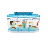 Mini Fish Tank Self Cleaning Three Grid Plastic Desktop Aquarium | Blue Decoration for Home Aquariums, Easy to Install and Care, Suitable for Older Users