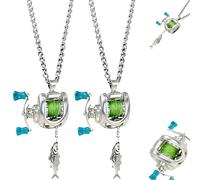 Mini Fishing Reel Necklace, Rotating-Handle Spinning Reel Pendant Keychain & Backpack Charm for Anglers, Fishermen Gift Jewelry for Men & Women (2)