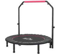 Mini Fitness Trampoline 122cm Foldable Steel Hot Pink w/ Adjustable Handle 6-Leg