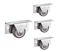 Mini Fixed Caster Wheels 1" & 1.25" Low Profile 4-Pack Side Mount Soft Rubber Casters with Screws Ideal for Under Bed Storage Bins Furniture Replacement Wheels