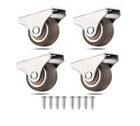 Mini Fixed Casters Wheels 1 inch Silent Ball Bearing Small Casters Wheels for Cart, Metal Top TPE Rubber Directional Wheel Low Profile Casters for Furniture Cabinets Under Bed Drawer with Screws 4 Pcs
