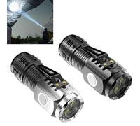 Mini Flash Super Power Flashlight 2 PCS Three-Eyed Monster Rechargeable LED Pocket Torch with 5 Lighting Modes for Outdoor Camping
