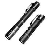 Mini Flashlight 3 Modes Small Flashlights LED Powerful High Lumens Tactical Pen Light with Clip,Slim Portable Pocket Compact Torch for Emergency Inspection AAA Battery Water-Resistant (3.4 & 5.2 inch)