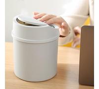 Mini Flip Top Covered Trash Can - Plastic Storage Bucket for Kitchen & Living Room Desktop, Small Space Miscellaneous Items Organizer (Grey)
