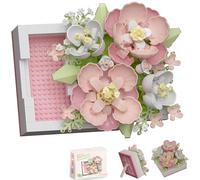 Mini Flower DIY Plant Building Blocks Set, 494 PCS Fantasy Plants Flowers Building Blocks Kits, Botanical Collection Wall Art Home Office Decor, Gift for Valentines Mother‘s Day