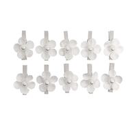 Mini Flower Pegs with Pearl 10pk (White)