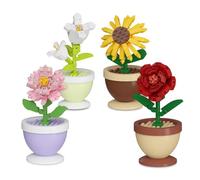 Mini Flowers Building Block Set, 4 Pcs Flower DIY Building Blocks, Flowers Bouquet Building Set, Botanical Collection Building Block, Home Decor Ornaments,Gifts for Birthday