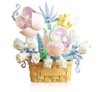 Mini Flowers Building Block Set, Flower Blocks Toys Building Block Flowerpot Flower Botanical Collection for Home Décor Plant Buildings Blocks Toy Flowers DIY Buildings Toy for Adults Kids (Blue)