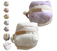 Mini Fluffy Bunny Pouch, Soft Cotton Earphone Pouches Coin Purse with Practical Zippered, Easy to Carry, Suitable for Storing Small Items (2PCS-B)