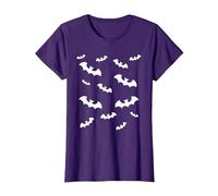 Mini Flying Bats Halloween T-Shirt, Women, Purple, X-Small