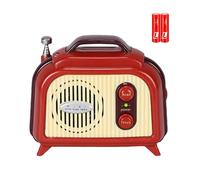 Mini FM Radio, Vintage Retro Portable Radio, FM Only 88-108 MHz Auto Scan, 2 AA Battery Powered Small Desk Radio with Built-in Speaker and Antenna, Red and Cream