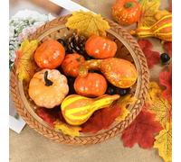 Mini Foam Pumpkins Set - Leaves Artificial Fall Table Having Autumn Thanksgiving Carvable DIY White/Orange/Brown Craft Pumpkins for 128pcs Decor Porch Halloween Display