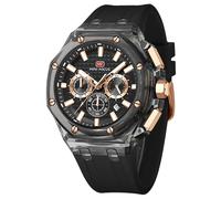 Mini Focus Men Watches,Multifunction Transparent Analog Display Silicone Strap Calendar Quartz Waterproof Trend Wrist Watches for Men, Black