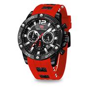 Mini Focus Men Watches Unique Casual Wrist Watches (Chronograph/Waterproof/Luminous/Calendar/24 Hours) Silicon Band Fashion Watches for Men, Red, chronograph