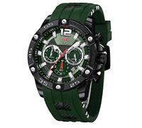 Mini Focus Men Watches Unique Casual Wrist Watches (Chronograph/Waterproof/Luminous/Calendar/24 Hours) Silicon Band Fashion Watches for Men, Green, Chronograph