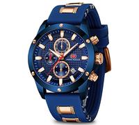Mini Focus Mens Watch Casual Sports Watches (Chronograph/Waterproof/Luminous/Calendar) Silicon Band Fashion Quartz Watch for Men, Blue, Dress Watch,Sport Watch,Quartz Watch,Chronograph Watch