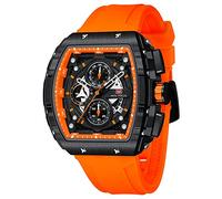 Mini Focus Men's Watch Fashion Sport Wrist Watches (Chronograph/Waterproof/Luminous/Calendar) Silicon Strap Quartz Watch for Men, Black_Orange, casual fashion business work
