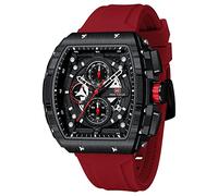 Mini Focus Men's Watch Fashion Sport Wrist Watches (Chronograph/Waterproof/Luminous/Calendar) Silicon Strap Quartz Watch for Men, Red_Black, casual fashion business