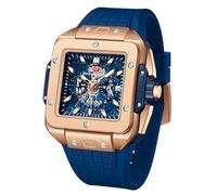 Mini Focus Men's Watches Fashion Square Wrist Watches Chronograph Analog Watches for Men Waterproof Luminous Calendar Silicon Strap Quartz Watch for Men Dress Watch (O)