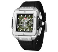 Mini Focus Men's Watches Fashion Square Wrist Watches Chronograph Analog Watches for Men Waterproof Luminous Calendar Silicon Strap Quartz Watch for Men Dress Watch (G)
