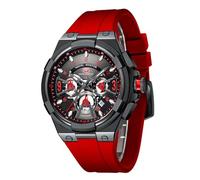 Mini Focus Mens Watches Unique Hollow Casual Wrist Watch (Chronograph/Waterproof/Luminous/Calendar/24 Hour) Silicon Band Fashion Watch for Men, Red_Black, dress watch