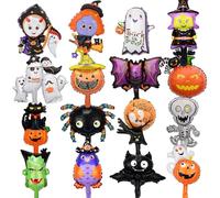 Mini Foil Halloween Decorations,Halloween Decorations,Halloweens Themed Party Decoration Aluminum Foil Balloon,KryfxToy Pumpkin Balloons Spider Web Bat Witch Ghost Skeleton Balloon Orange Black 16pcs