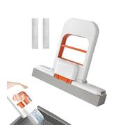 Mini Foldable Desktop Mop, Portable Cleaning Sponge Mop for Bathroom, Kitchen, Countertops, Glass, Tile - Wet/Dry Use with Deep Grooves, One-Hand Squeeze Handle & 3 Replaceable Head