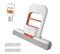 Mini Foldable Desktop Mop, Portable Self-Squeeze Mini Mop, Wet and Dry Use Cleaning System Portable for Bathroom, Kitchen, Desktop, Glass, Living Room, Car (Orange*1+Head*2)
