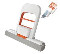 Mini Foldable Desktop Mop,Portable Self-Squeeze Short Mop,Hands-Free Lazy Sponge Mops,Reusable Absorbent Wet,Dry Cleaning System for Bathroom,Kitchen, Glass,Small Mo/p for Small Spaces (White Orange)