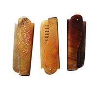 Mini Foldable Hair Comb Men's Beard Comb Natural Horn Comb Anti Static Wide Teeth Massage