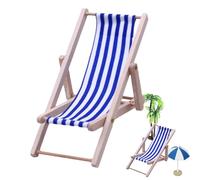 Mini Folding Beach Chair Figurine Compact Deck Seat Tiny Lounge Chair Model Decorative Furniture Piece Collectible Ornament Mini Coastal Seat Sculpture Tabletop Display Accent Small Rela