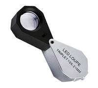 Mini Folding Jewelers Eye Loupe Jewelry Magnifier for Gems Jewelry Rocks Stamps Coins Watches Hobbies Antiques Gems, Coins, Stamps (10 x + 6 LED Lights)