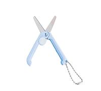 Mini Folding Scissors Portable Foldable Travel Scissors Paper Cutter Pocket Paper Rope Craft Shredder Scissors Stationery Push-Pull (Baby Blue)
