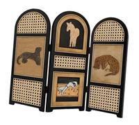 Mini Folding Screen Wooden Room Divider Panel 11.8x9.8 inch Desktop Decor Collectible Accent for Home Office Tabletop