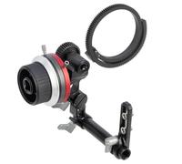 Mini Follow Focus with A/B Stops & 15mm Rod Clamp, Gear Ring Belt, Fits Different Diameter Lenses Up to 114mm, for DLSRs and Mirrorless Cameras
