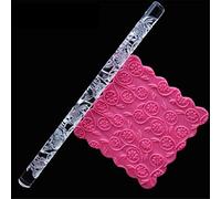 Mini Fondant Textured Acrylic Carved Rolling Pin, 3D Transparent Embossing Rolling Pin,Non-Stick Embossed Fondant Roller,DIY Sugar Craft Fondant Biscuit Cake Decorating Tools Dough Gum Paste Roller