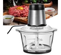 Mini Food Processors with 2L Glass Bowl, Mini Chopper Electric with 4 Bi-Level Blades, Multi-Functional Meat Mincer for Baby Food, Meat, Onion, Vegetables, Nut