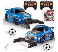 Mini Football Remote Control Car for Kids, 2-Pack RC Cars Soccer Match Cartoon with Soccer Field, 1/43 RC Stunt Car Drift 360° Rotation with Music Christmas Birthday Gifts Toys for Kids Boys Girls