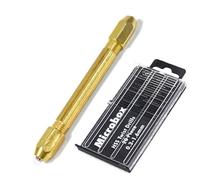 Mini for Drill Set Jewelry 10-piece High-Speed Steel Plastic Vise (0.5-2.0 mm) Hand Having Making Engraving DIY Craft on Wood Drill Amber - Gold Double-Headed Pin Bits(A)