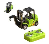 Mini Forklift Remote Control, 1:64 Mini Remote-Controlled Forklift and Crane Combo Toy Christmas, Birthday Gift for Kids Age 6-12 (Green)