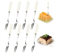 Mini Forks for Appetizers, 8pcs 5.7inch Stainless Steel Appetizer Forks with Ceramic Handle, Tiny Fruit Forks, Cocktail Forks Dessert Forks for Party, Hotel, Restaurant