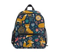 Mini Fox Backpack for Girls Floral Navy Kids Preschool Backpacks Toddlers Purse Kindergarten Book Bags for Teen