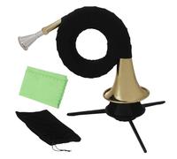 Mini French Hunting Horn - Bb Key Brass Wind Musical Device, Lightweight Gold Tone Signal Bugle Including Display Stand, Smooth Sound Projection Suitable Youth Starters | Camping Ceremony Festival Mel