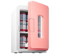 Mini Fridge 15 Liter/21 Cans, Portable AC+DC Power Small Fridge for Bedroom, Car, Office, Thermoelectric Cooler and Warmer Skincare for Food, Drinks, Cosmetics, Max & ECO Mode