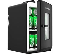 Mini Fridge 15 Liter/21 Cans, Upgrade Portable AC DC Power Small Fridge for Bedroom, Car, Office, Thermoelectric Cooler and Warmer Skincare Fridge