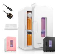 Mini Fridge 15L/21 Cans Mini Fridge for Bedroom, AC+12V DC Power Small Fridge for Car, Office, Travel | Max & ECO Mode, Thermoelectric Cooler and Warmer | for Skincare, Beauty, Drinks | White