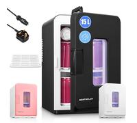 Mini Fridge 15L/21 Cans Mini Fridge for Bedrooms, Upgrade AC+12V DC Power Small Fridge for Bedroom, Car, Office, Travel | Max & ECO Mode, Thermoelectric Cooler and Warmer | for Skincare, Beauty, Drink